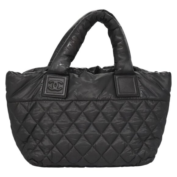 CHANEL Cococoon Hand Bag Nylon Black Silver CC - Picture 2 of 16